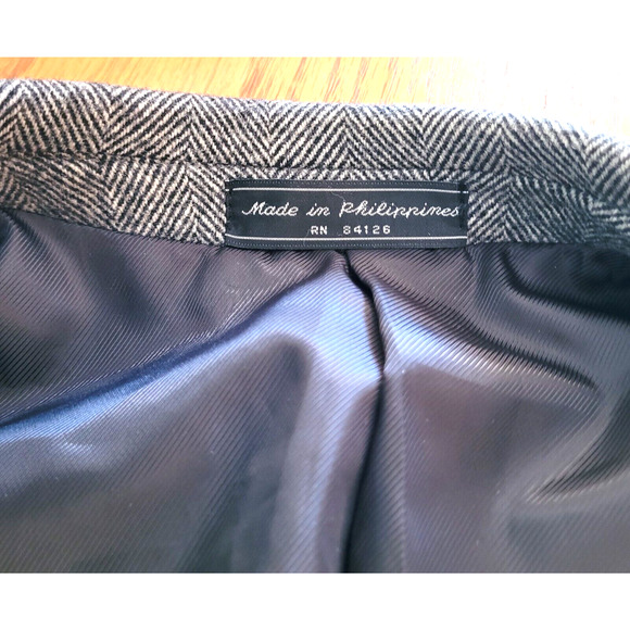 Bert Pulitzer Blazer Jacket Mens 46 R Gray Herringbone Wool Camel Hair Academia - Picture 10 of 15